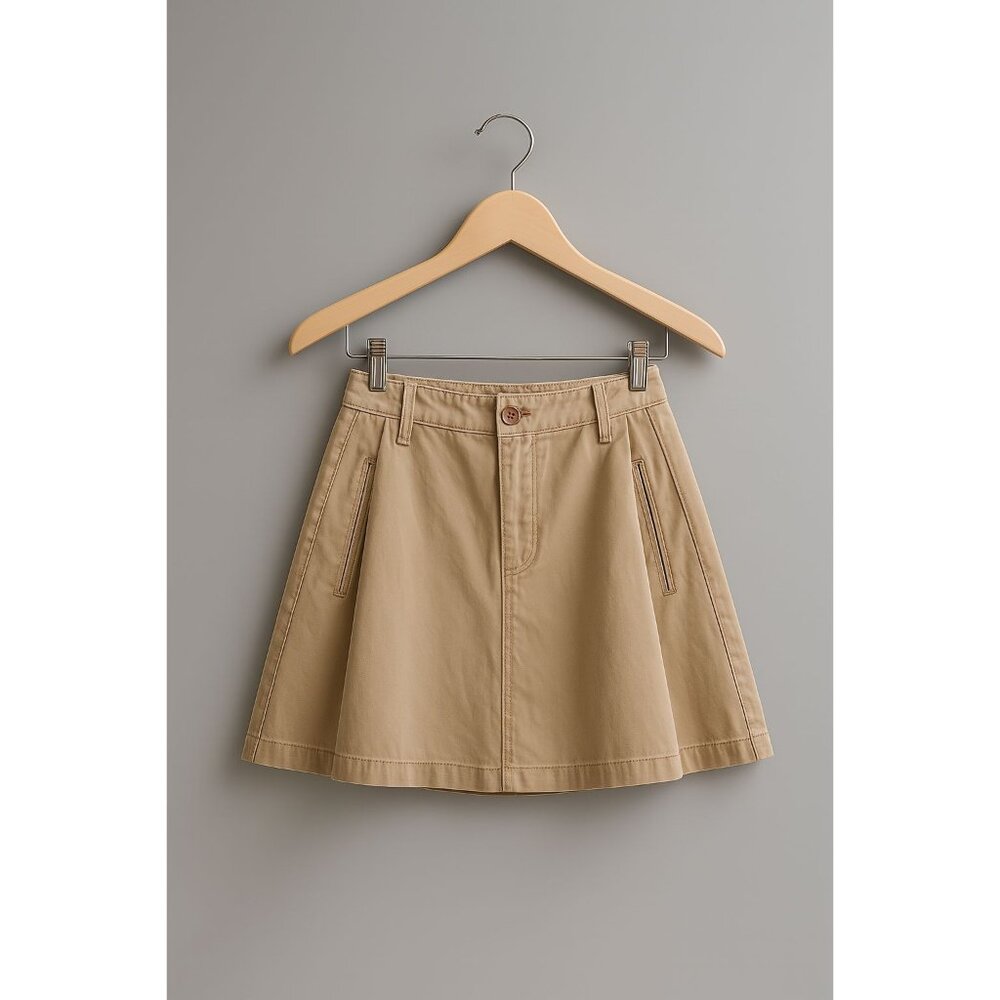 Etica Maxine Pleated Mini Skirt Women's Size 24 Beige Sweet Coconut Wardrobe MVP